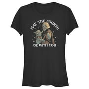 Junior's Star Wars: The Mandalorian Grogu May the Fourth Be With You Graphic Tee Black X Large